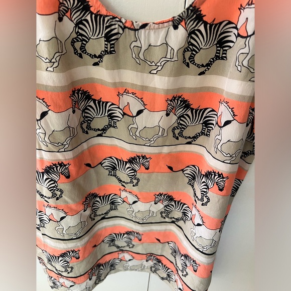 Emma Cook x Topshop 100% silk tank sleeveless zebra print unique blouse sz 6 - Picture 3 of 7